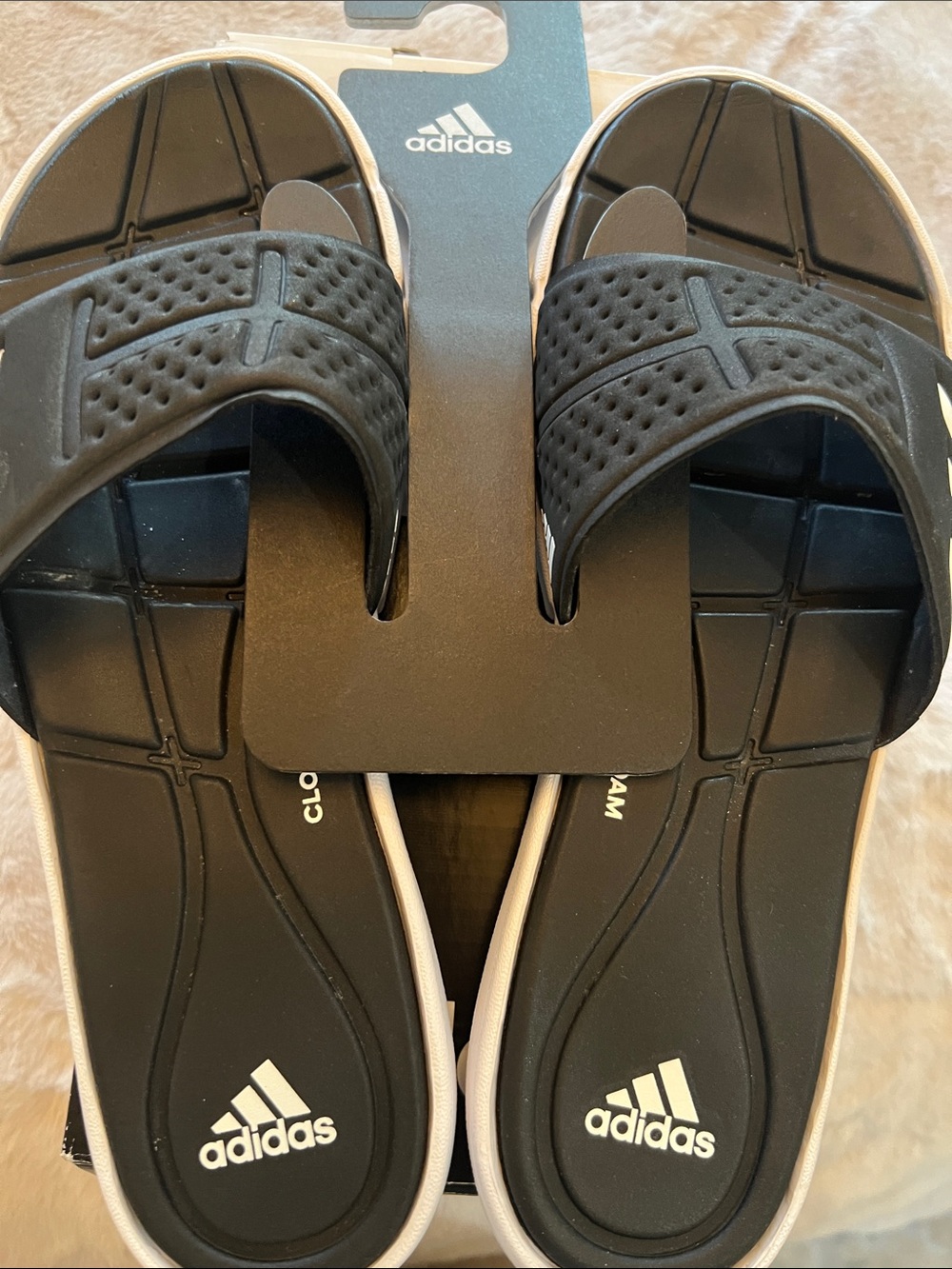 adidas Black and White Slide Sandals